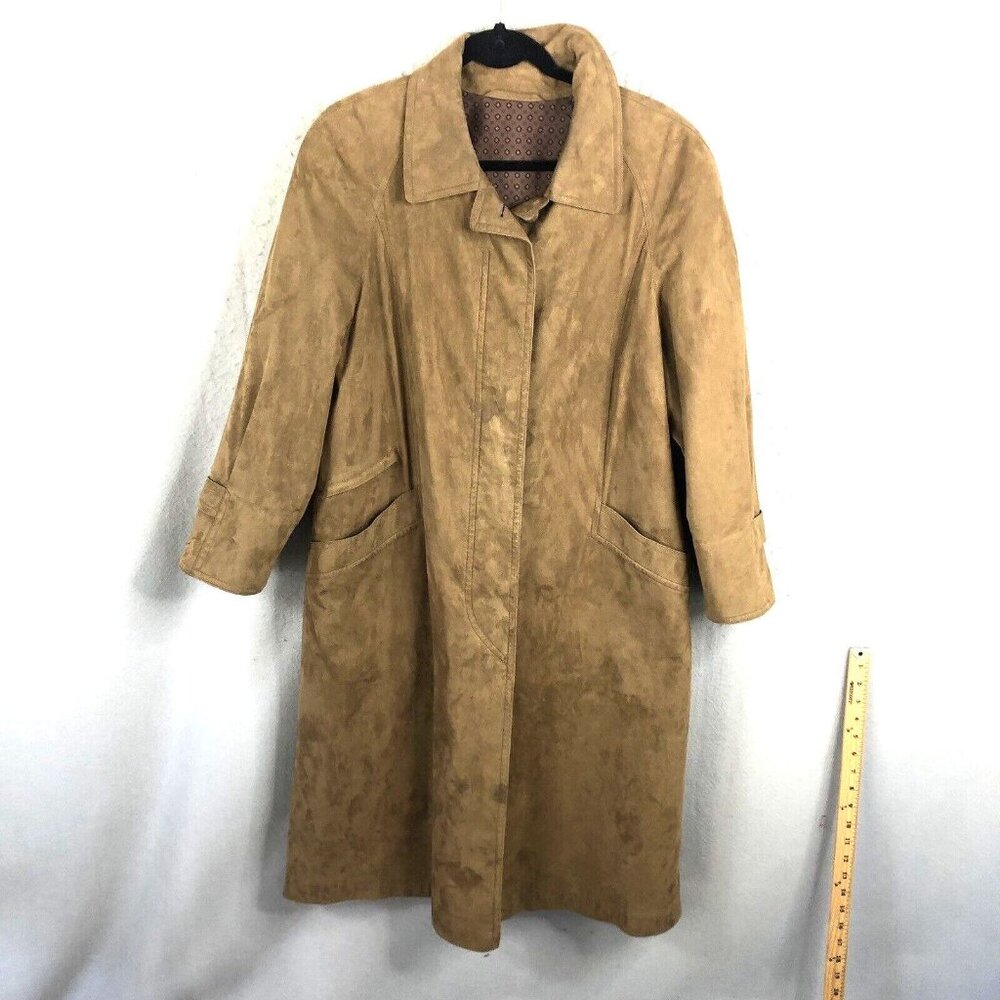 Vintage Delmod Coat Womens 18 Brown Amaretta Faux Suede Office Career Western